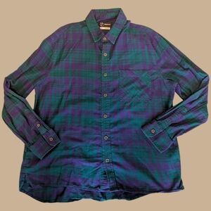 EUC Original Use Plaid Button-Down Shirt Green & Navy Size XL 100% Cotton